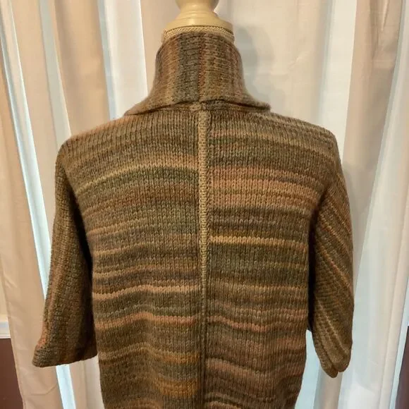 Carlisle Collection Cardigan S Blue Brown White Stripe Open Front Half Dolman - Picture 7 of 10